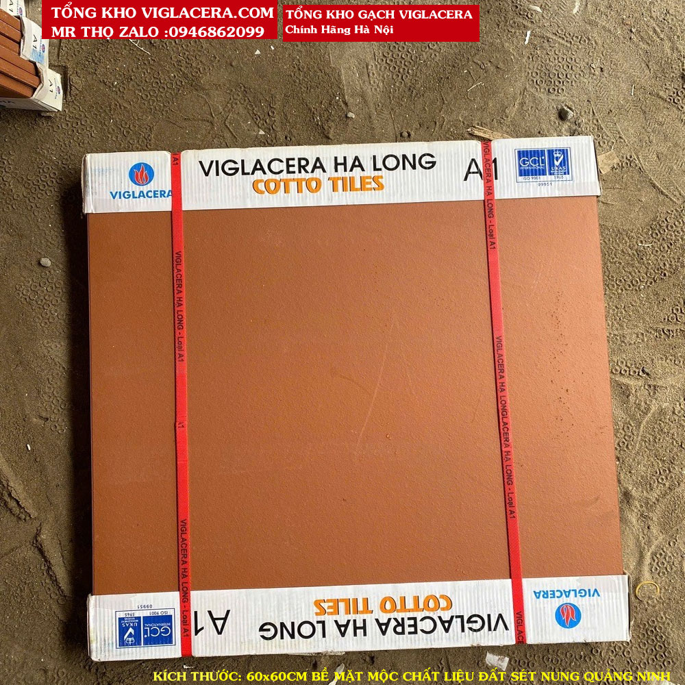 Gạch đỏ Cotto Viglacera Hạ Long 60x60 Đỏ nhạt Mộc A1 | Gạch Đỏ lát sân 600x600